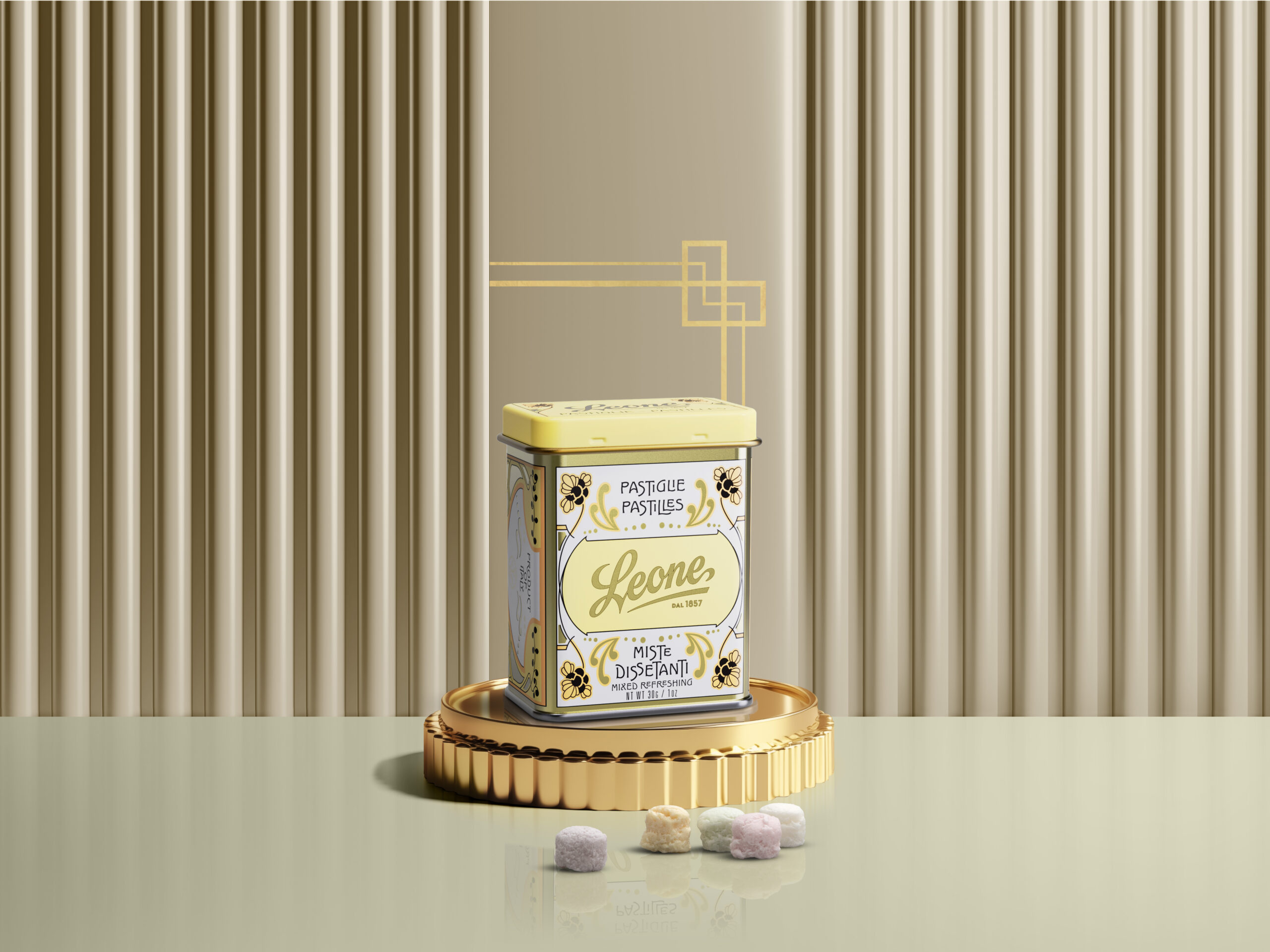 Sekamakuinen pastilli, metallirasia (Leone, Italia) 30 g