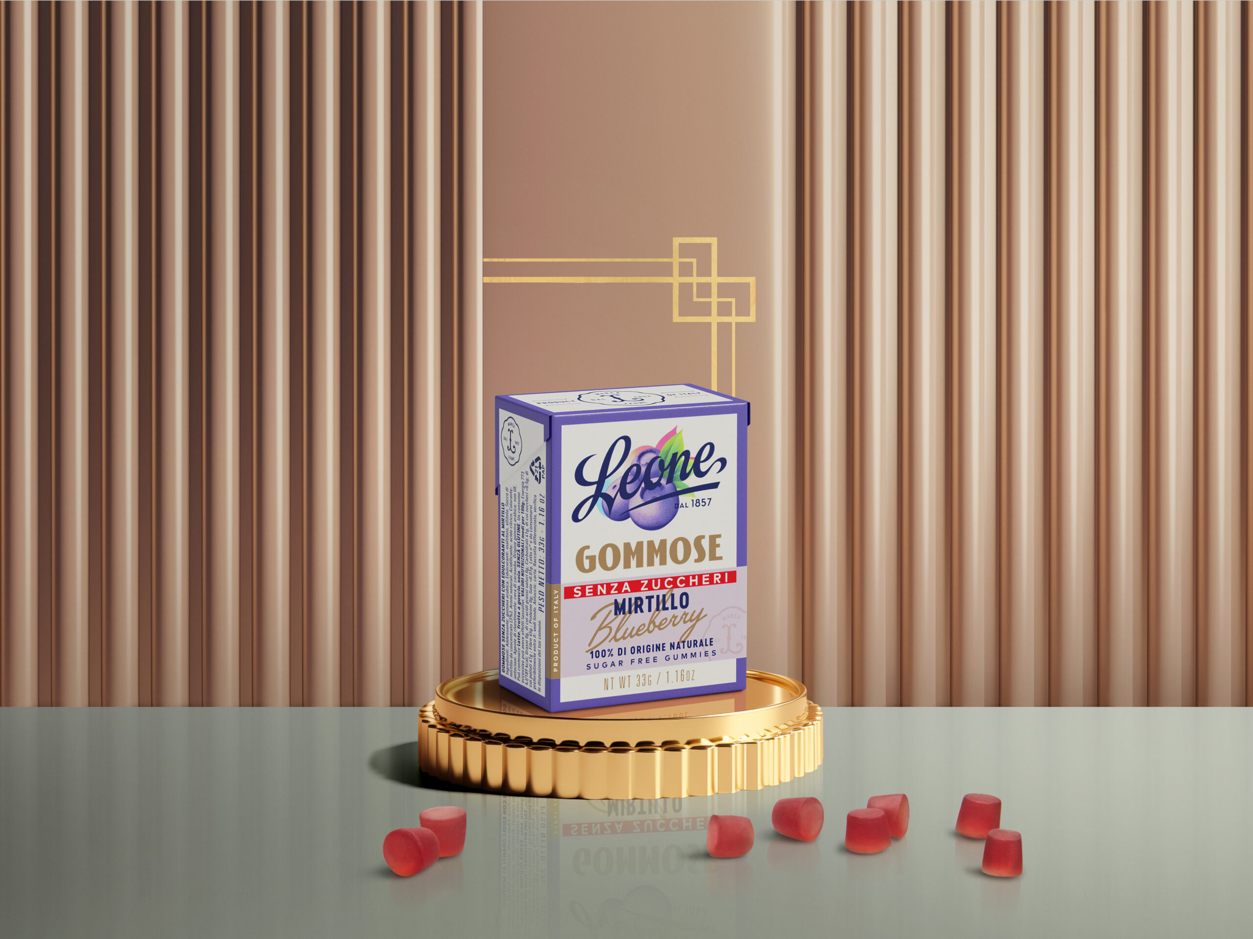 Sokerittomat kumimakeiset – mustikkamaku, 33 g
