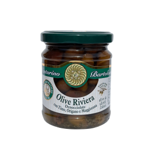 ”Riviera”-oliivit, kivettömät, EVO-öljyssä, yrttimakuinen, 180 g (Italia)