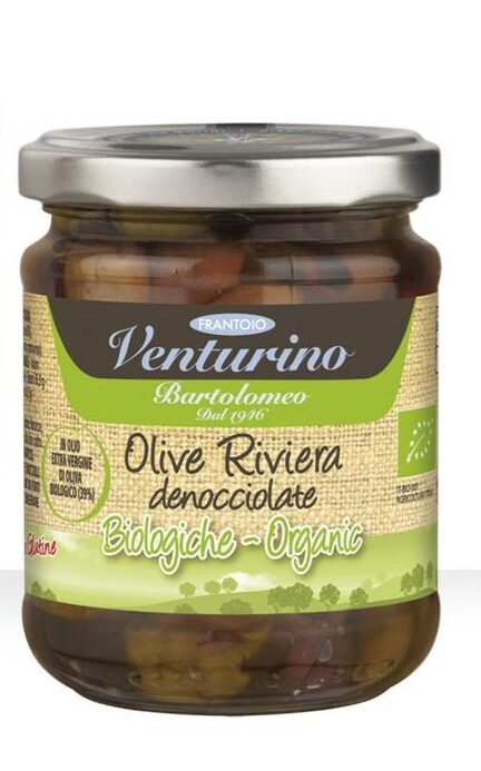 ”Riviera” BIO -oliivit, kivettömät, EVO-öljyssä, 180 g